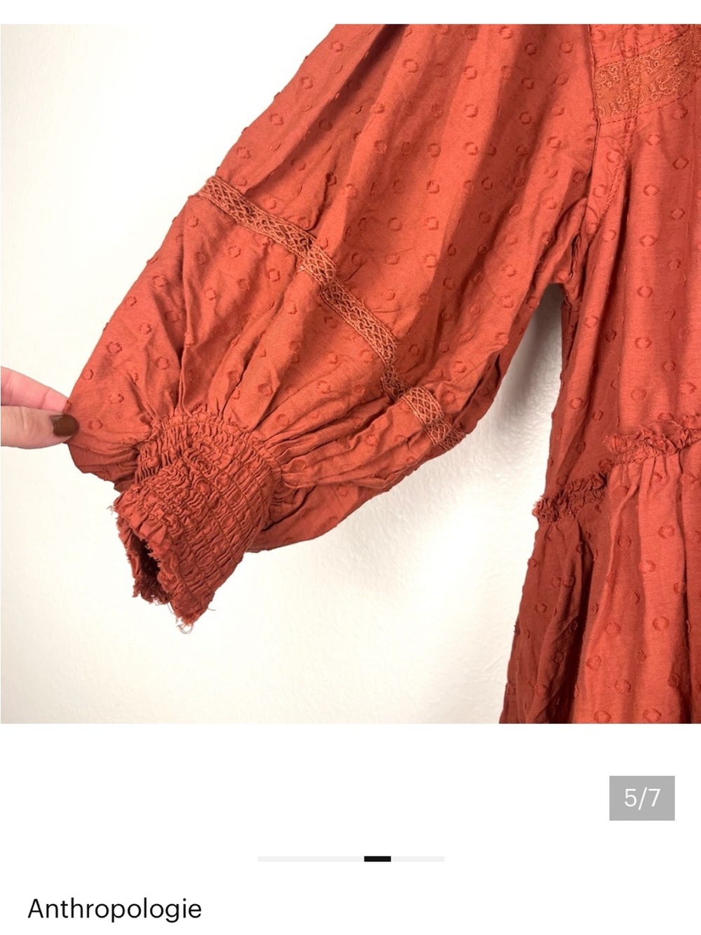 NWT Anthropologie Pilcro Orange Mock Neck Tiered Lace Trim Mini Dress XLP - Picture 5 of 7